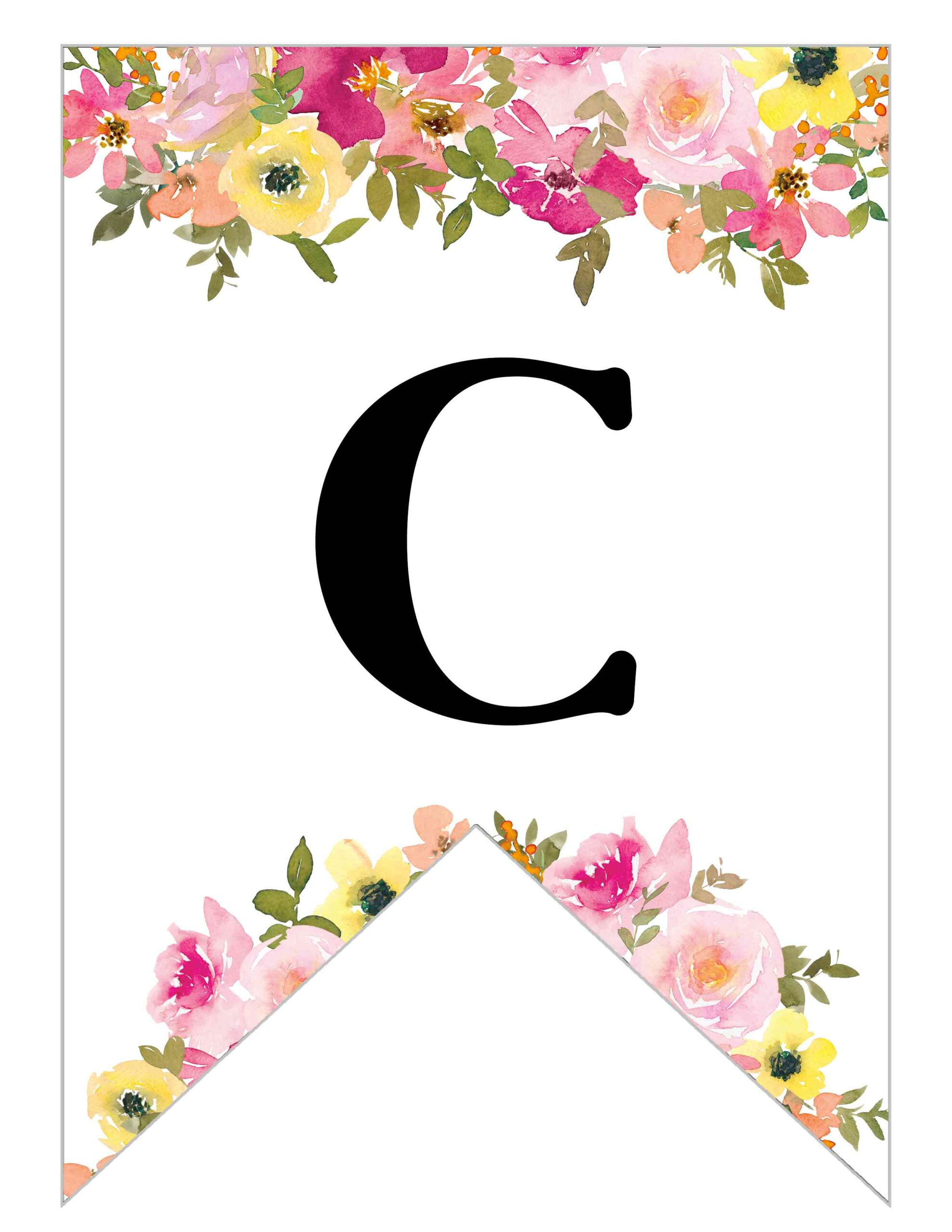 Free Printable Floral Alphabet Banner Letters - Lovely Planner intended for Free Printable Photo Letter Art