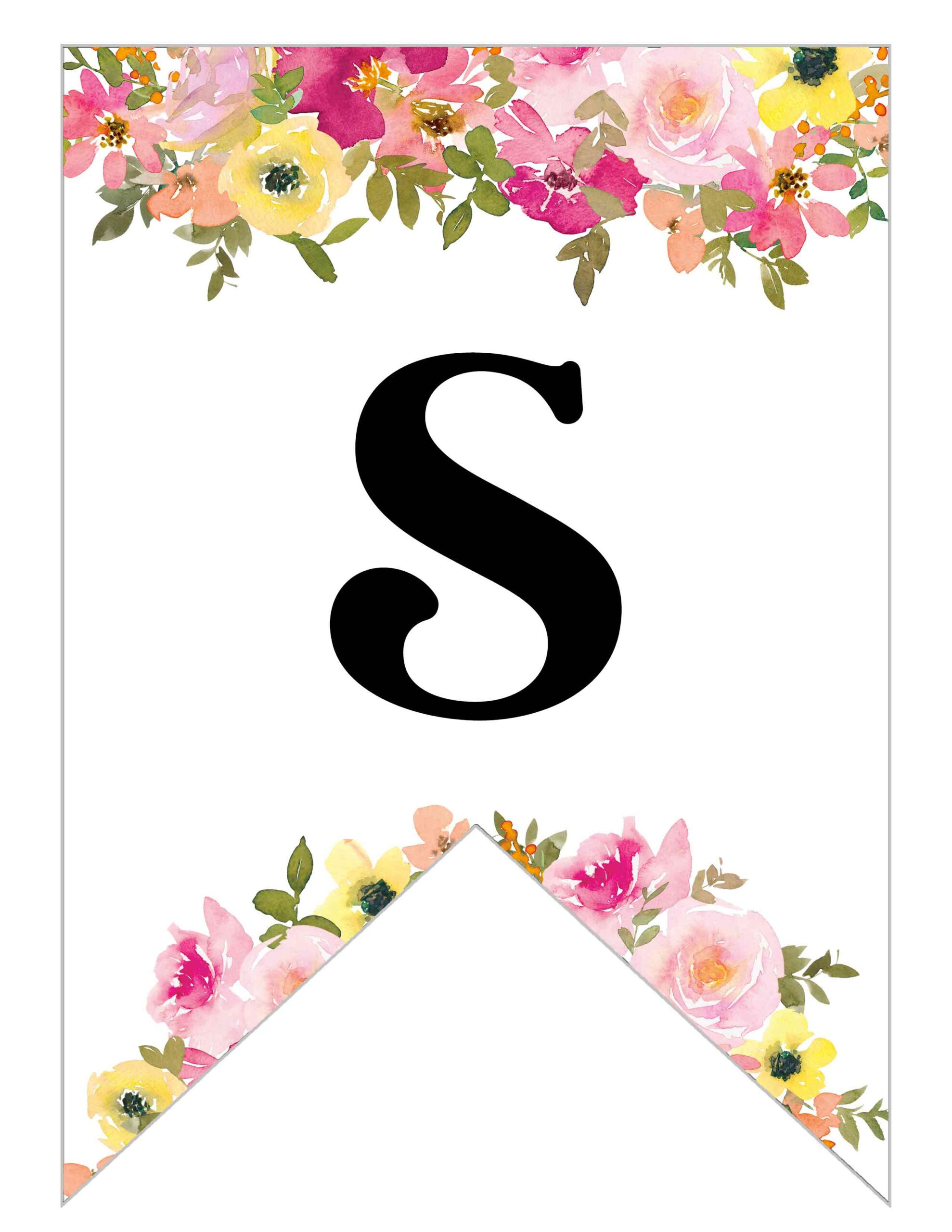 Free Printable Floral Alphabet Banner Letters - Lovely Planner intended for Free Printable Wedding Banner Letters