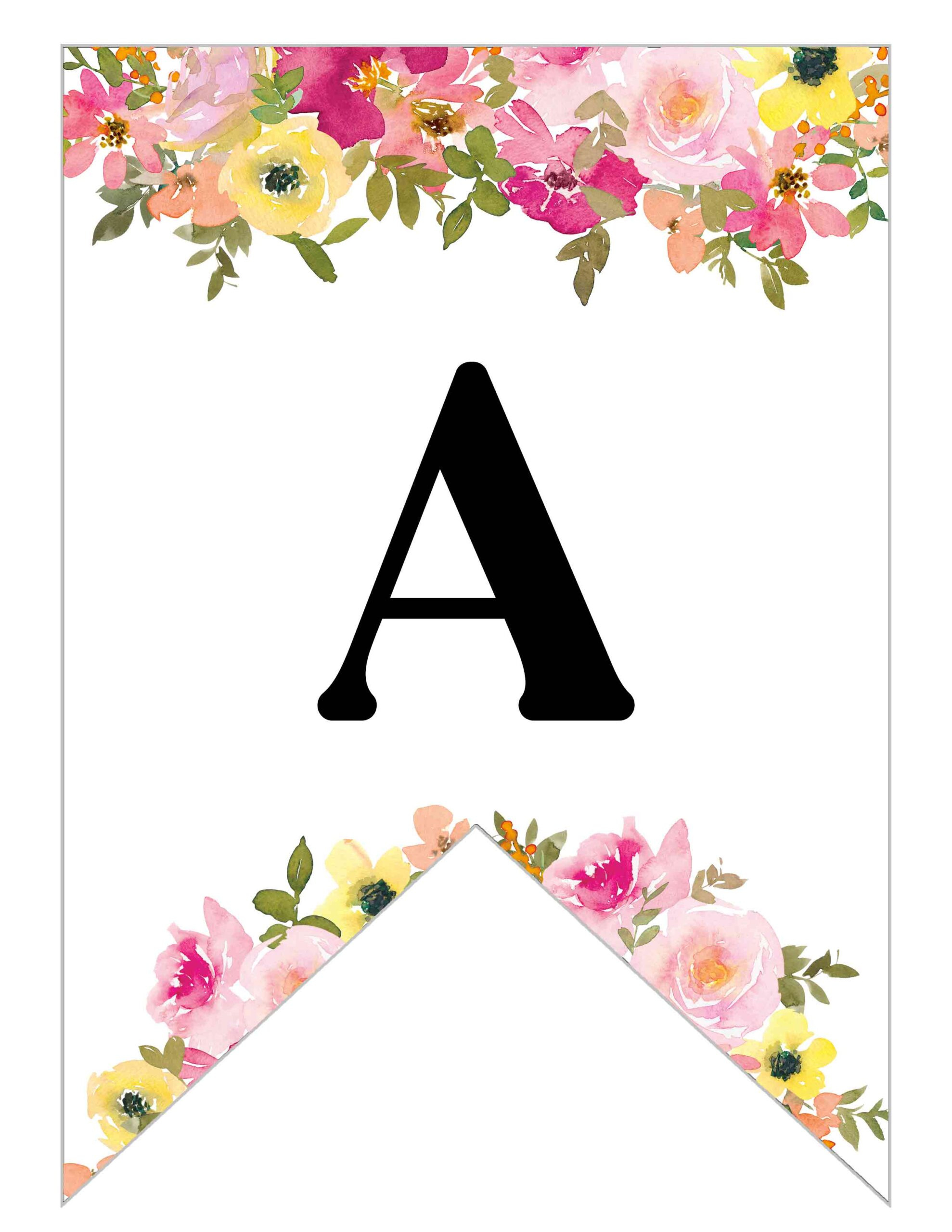 Free Printable Floral Alphabet Banner Letters - Lovely Planner within Free Printable Whole Alphabet Banner