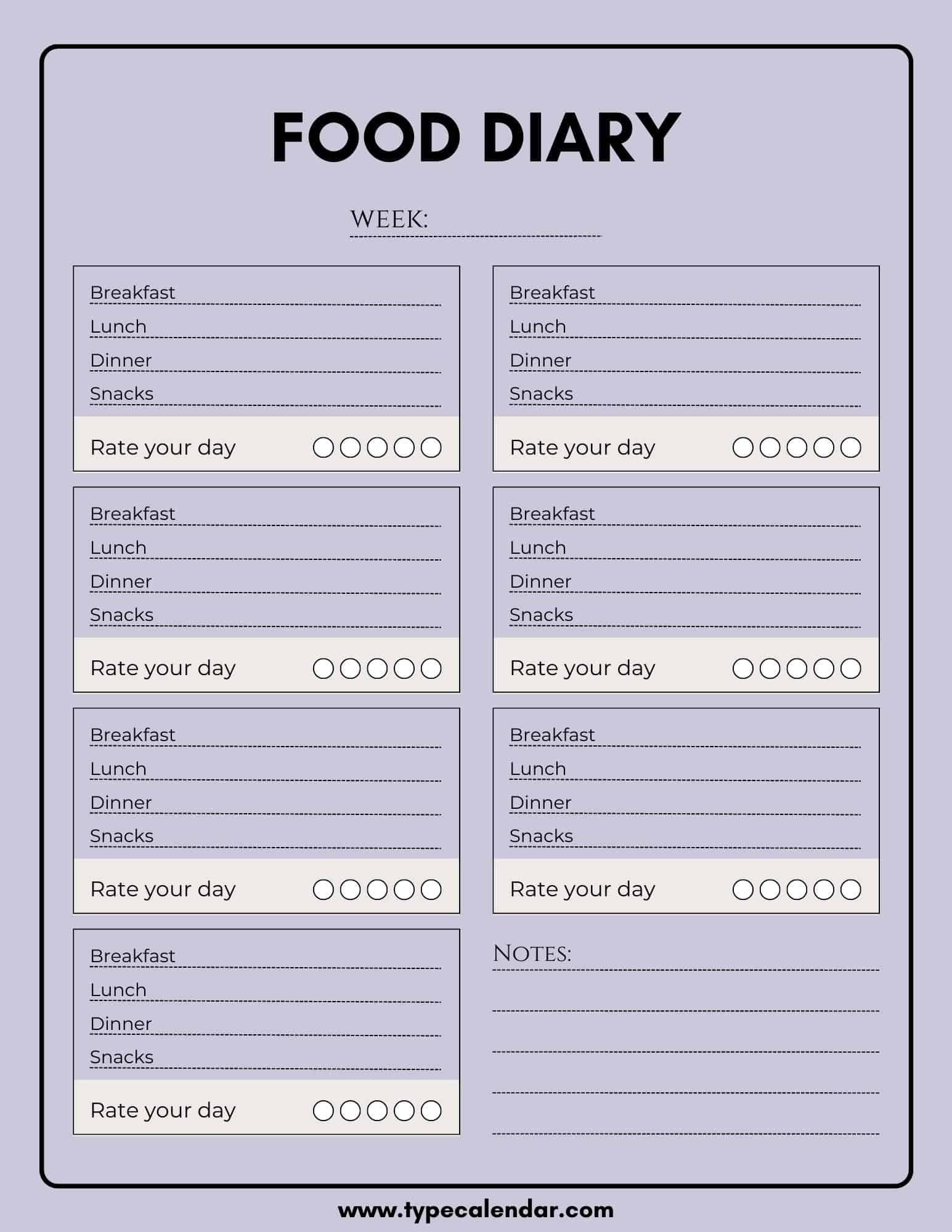Free Printable Food Diary Templates [Word, Excel, Pdf] for Free Printable Food Journal