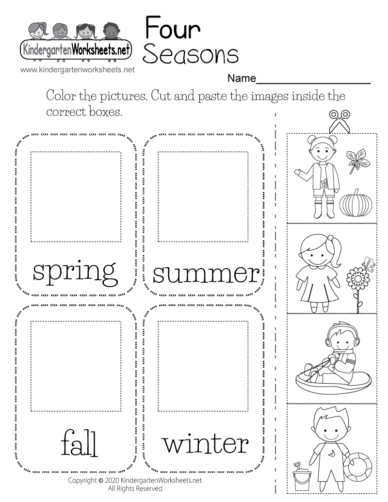 Free Printable Four Seasons Worksheet for Free Printable Seasons Worksheets For Kindergarten
