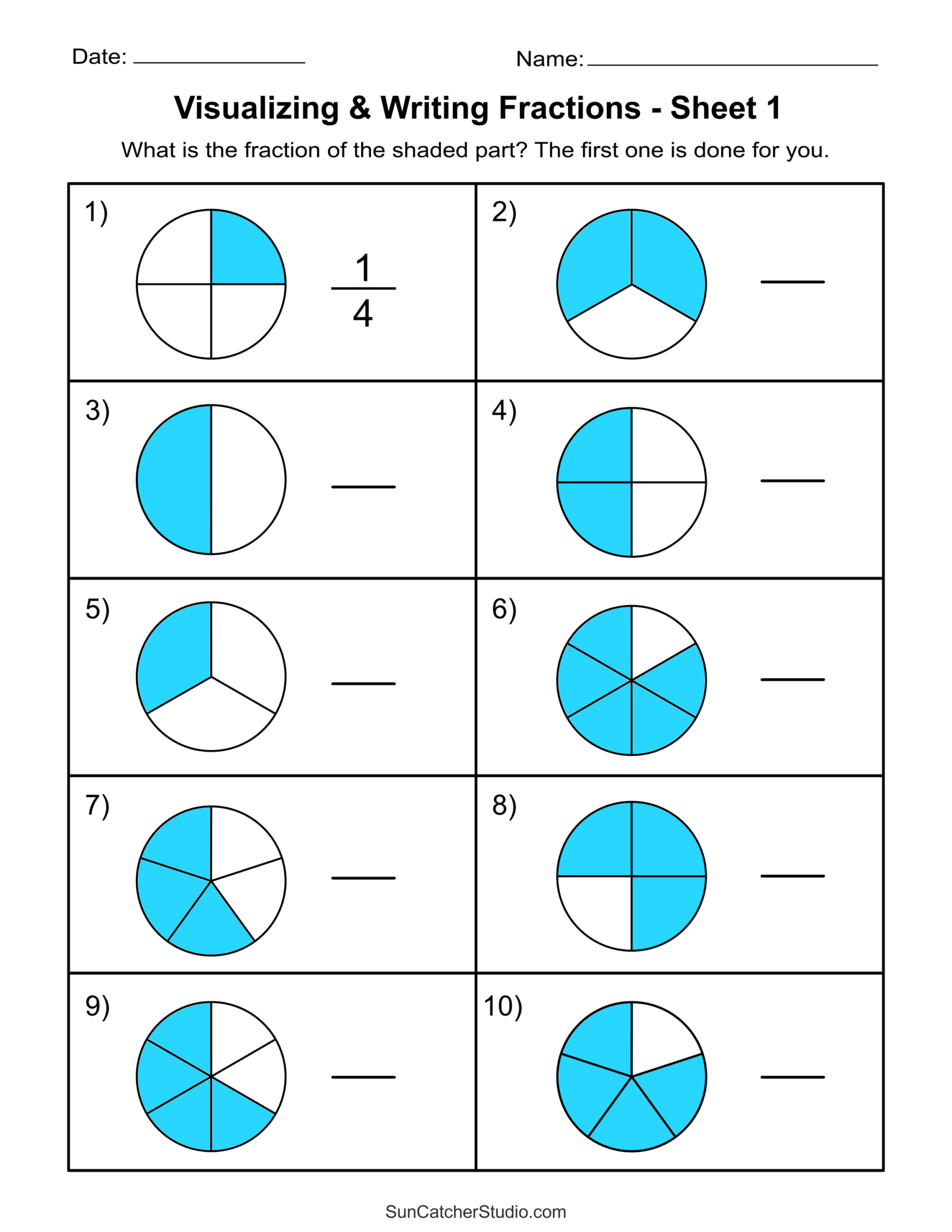 Free Printable Fractions Worksheets (Comparing &amp;amp; Identifying with Free Printable Fraction Worksheets