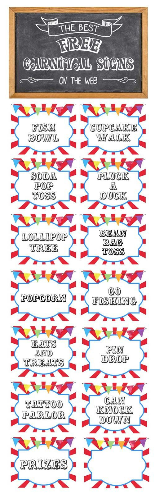 Free Printable Game Signs with Free Printable Carnival Signs