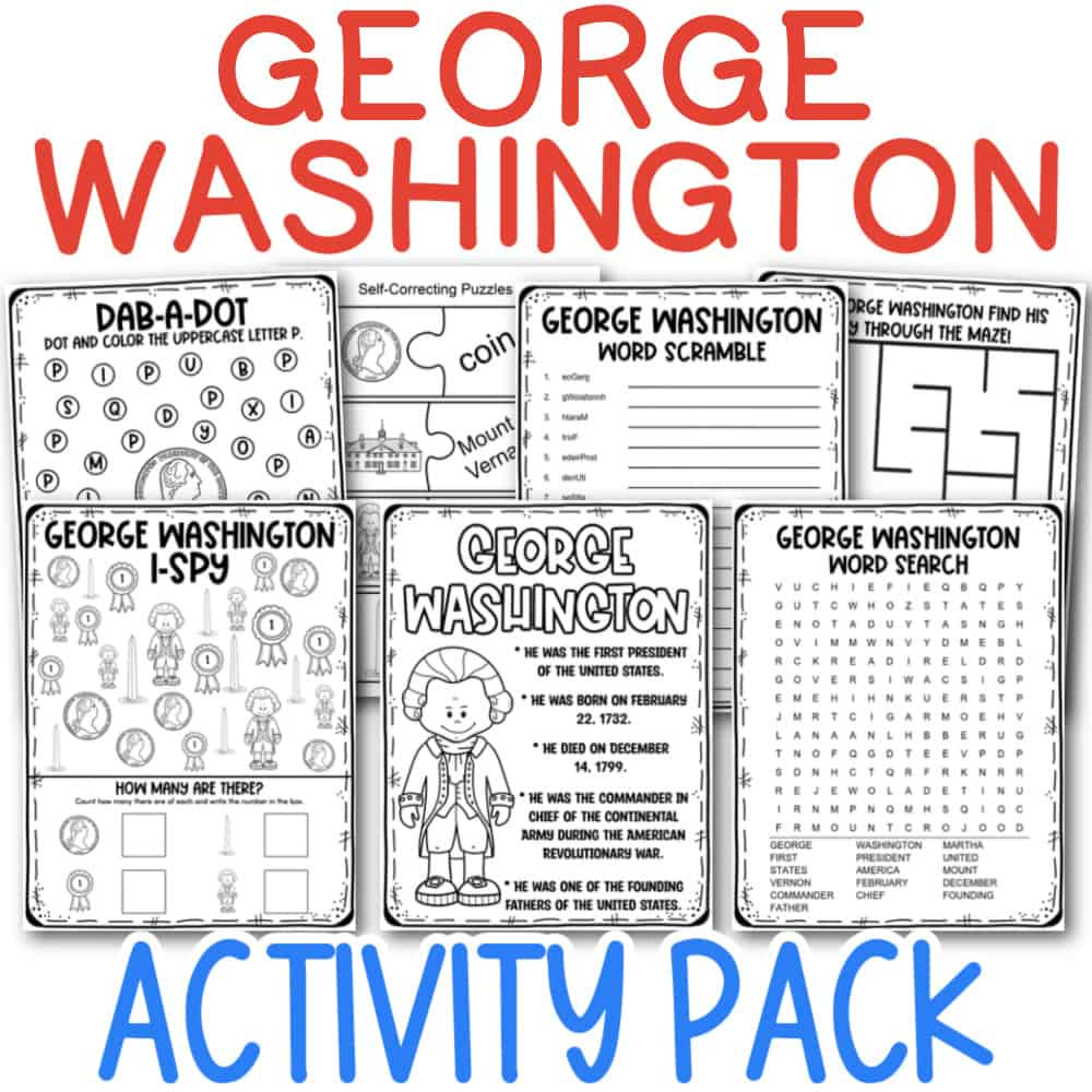 Free Printable George Washington Activity Pack | 5 Fascinating for Free Printable George Washington Worksheets