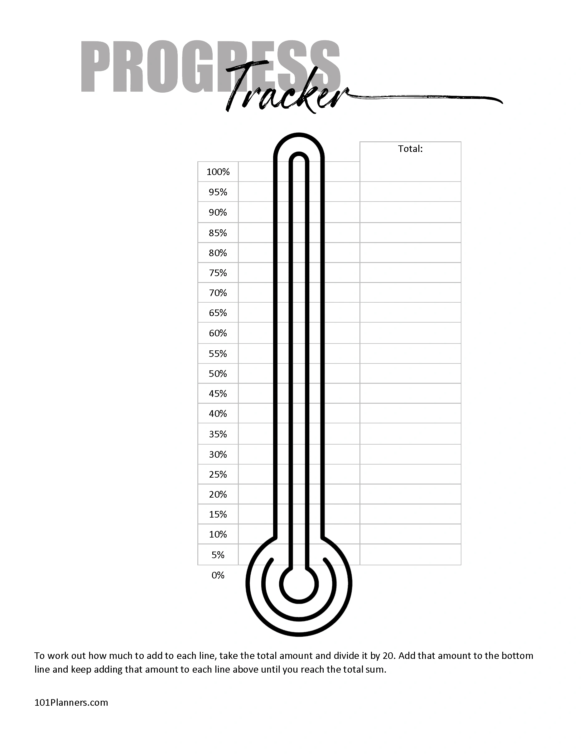 Free Printable Goal Chart Templates &amp;amp; Trackers | Instant Download with Free Printable Goal Thermometer Template
