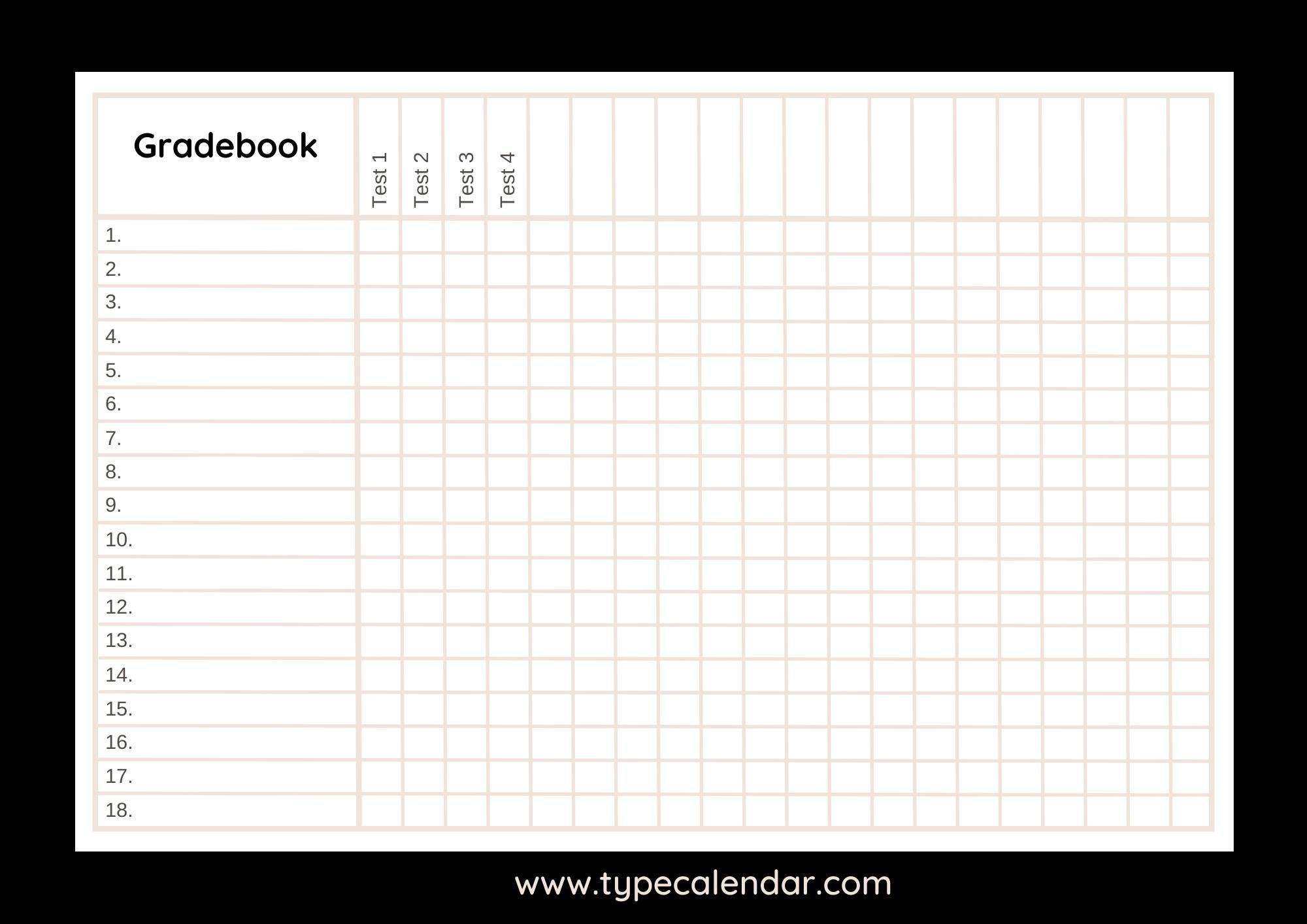 Free Printable Gradebook Templates [Pdf, Excel, Word, Google Sheets] regarding Free Printable Gradebook Sheets For Teachers