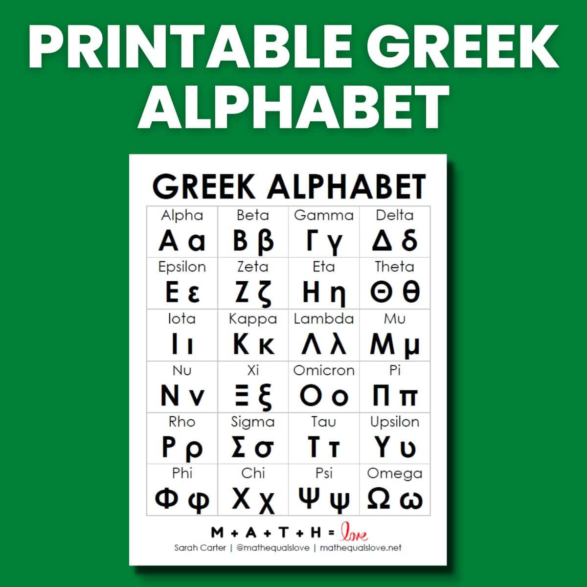 Free Printable Greek Alphabet | Math = Love within Free Printable Greek Letters