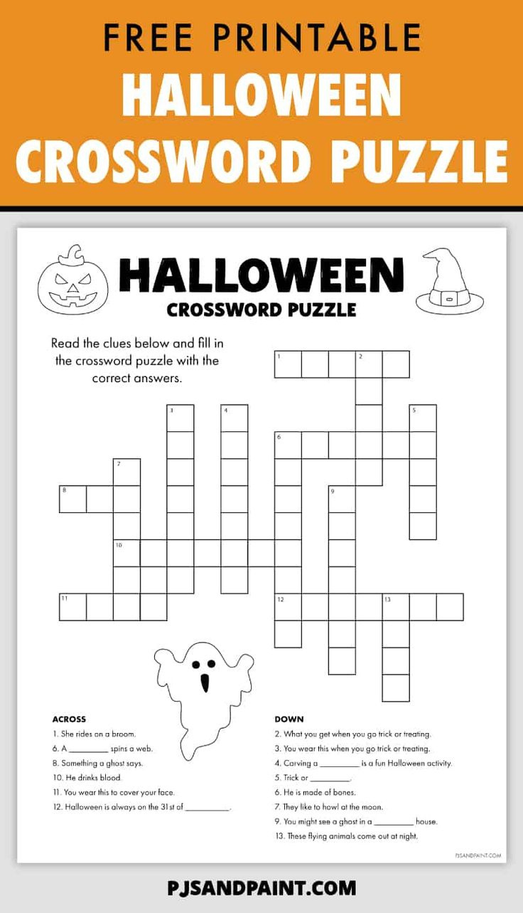 Free Printable Halloween Crossword Puzzle Pinterest with Halloween Puzzle Printable Free