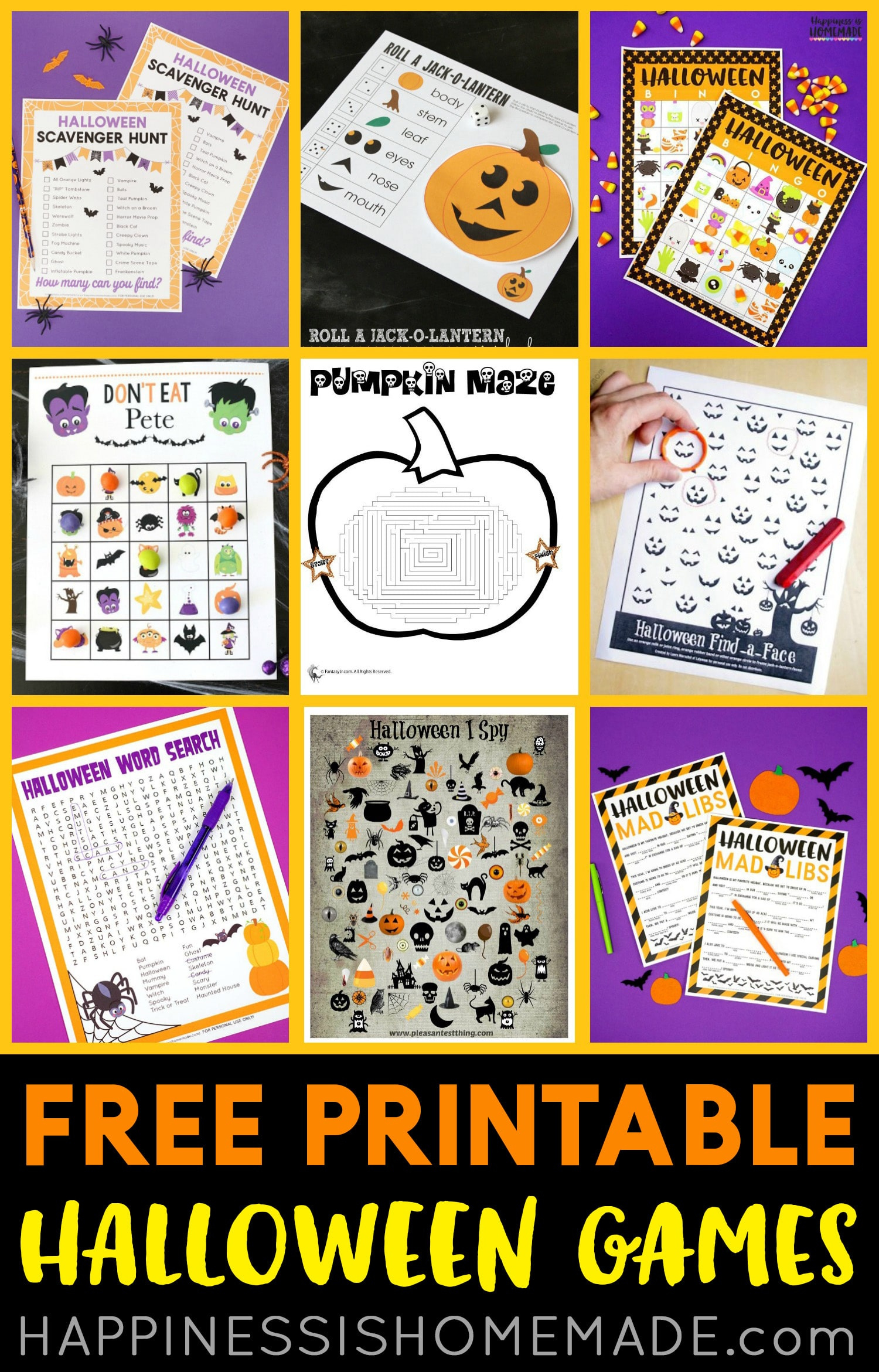 Free Printable Halloween Games - Happiness Is Homemade intended for Free Printable Halloween Games For Kids