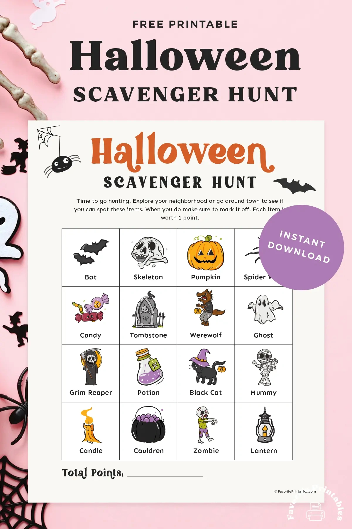 Free Printable Halloween Scavenger Hunt- Favorite Printables with Free Printable Halloween Scavenger Hunt