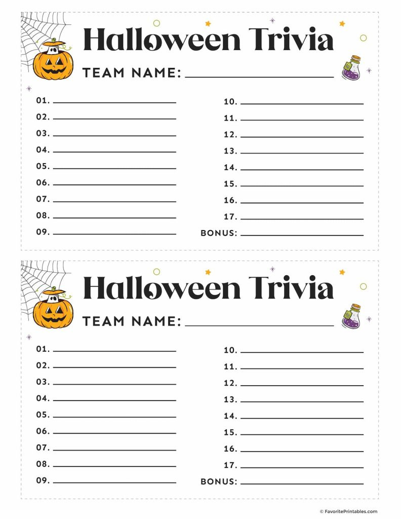 Free Printable Halloween Trivia For Kids - Favorite Printables within Free Printable Halloween Quiz