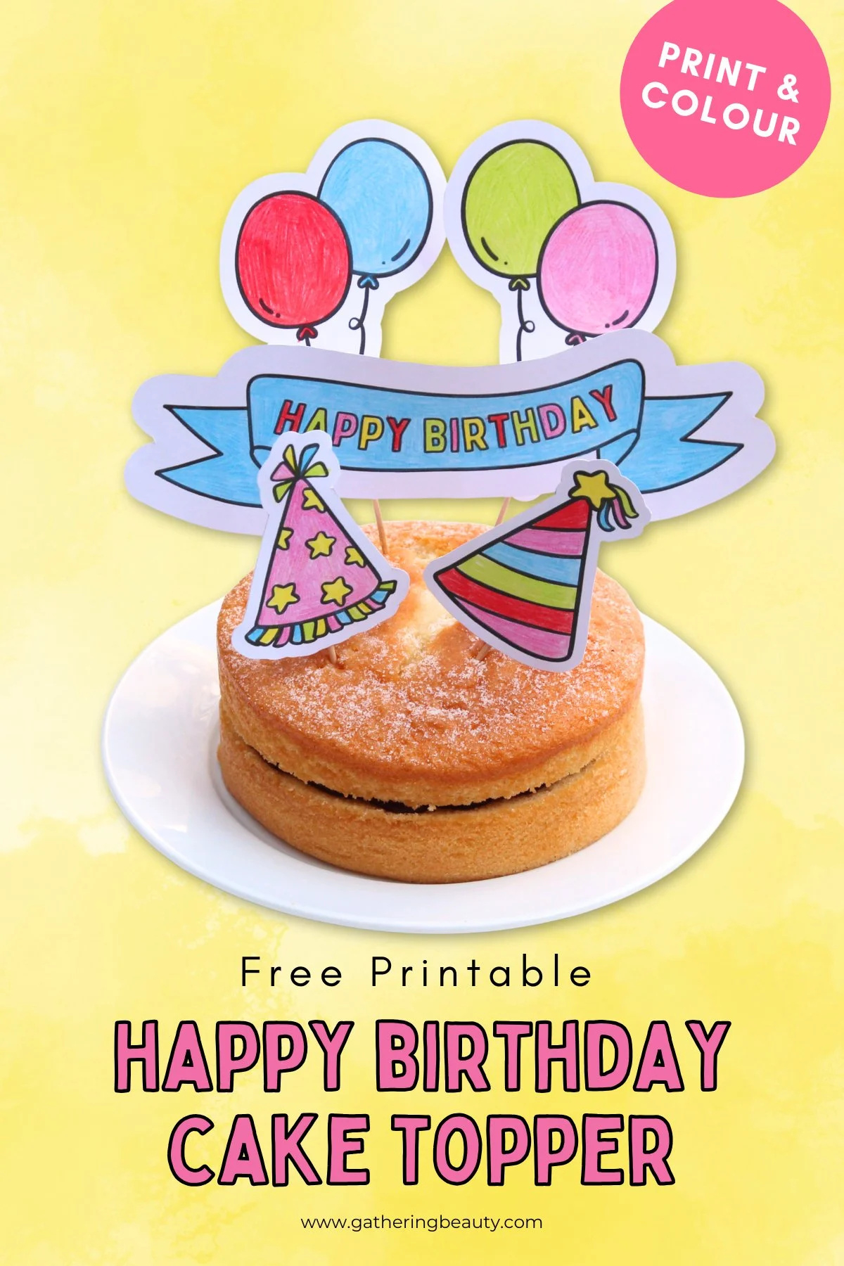 Free Printable Happy Birthday Cake Topper — Gathering Beauty throughout Free Printable Happy Birthday Cake Topper
