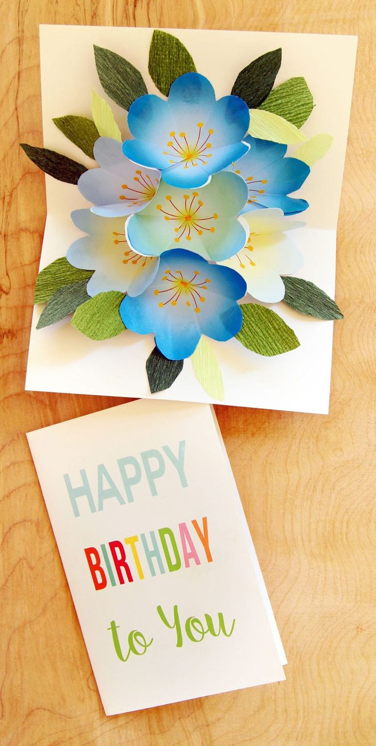 Free Printable Happy Birthday Card With Pop Up Bouquet in Free Printable Birthday Pop Up Card Templates
