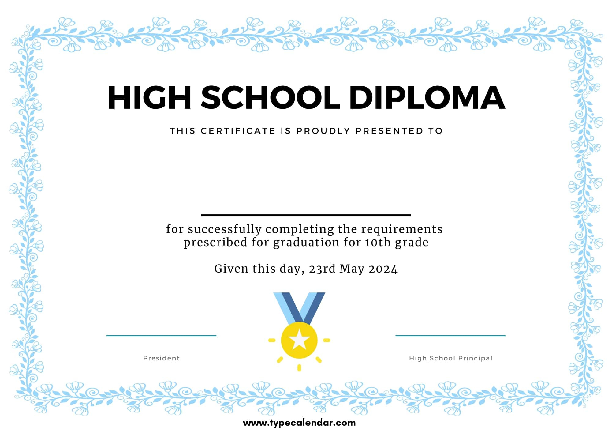 Free Printable High School Diploma Templates [Pdf, Word] With Seal inside Free Printable Diploma Template