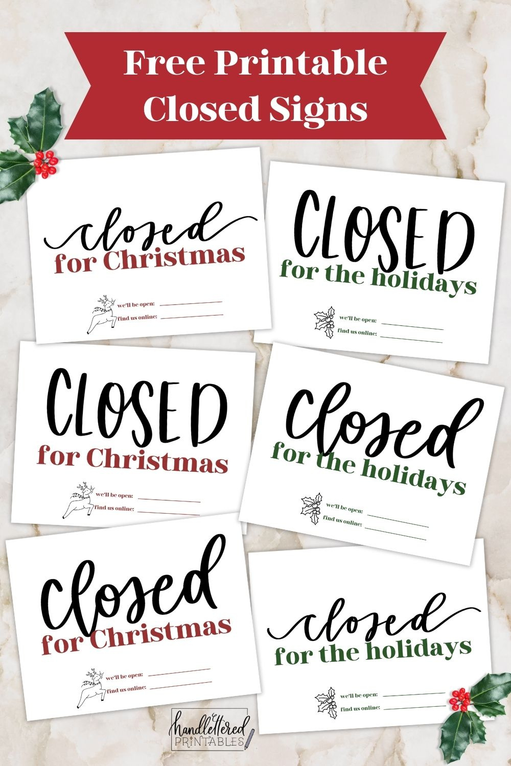 Free Printable Holiday Closed Signs (+ Christmas Version) - Hand intended for Free Printable Holiday Signs Closed