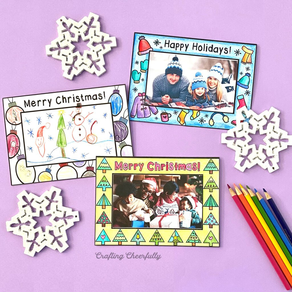 Free Printable Holiday Coloring Cards - Crafting Cheerfully for Make A Holiday Card For Free Printable