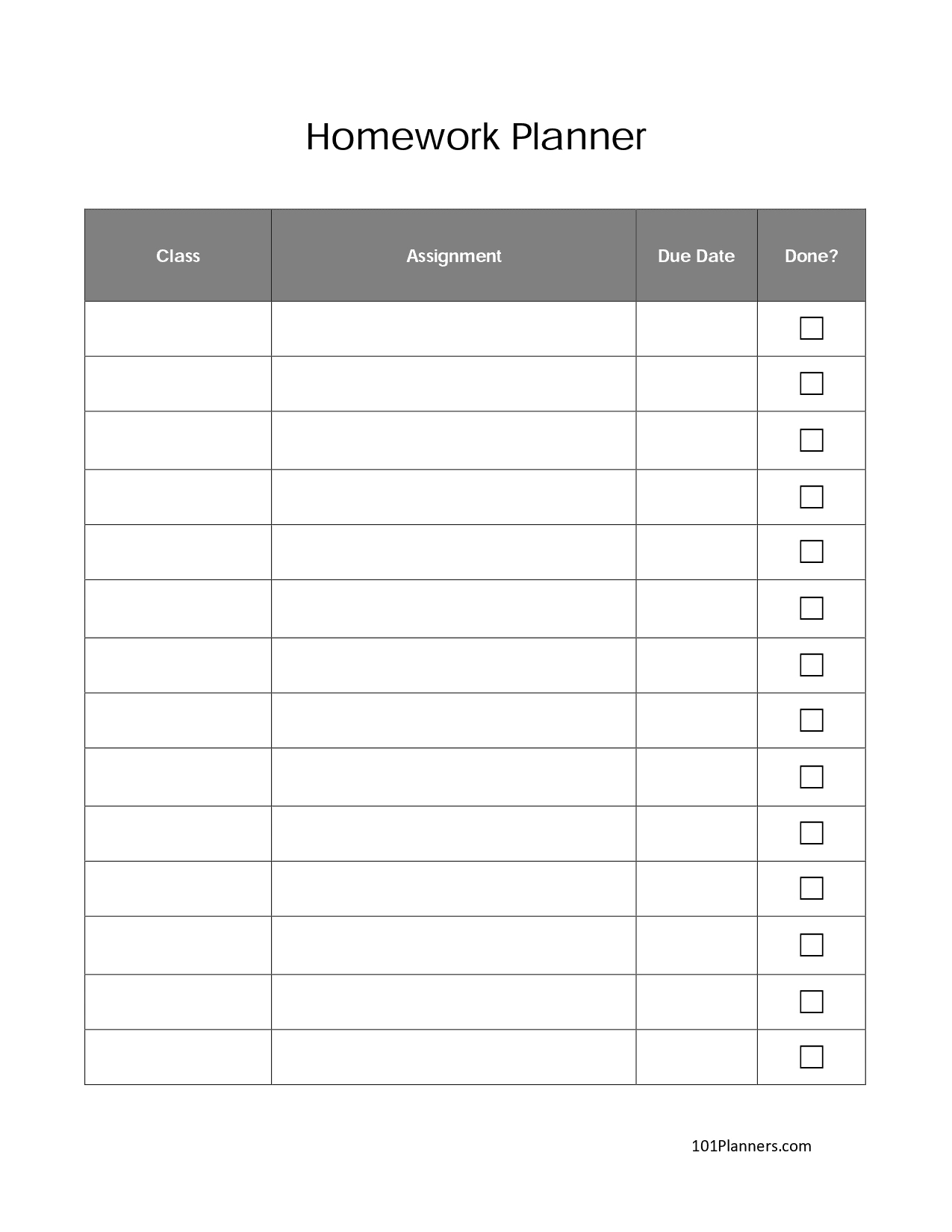 Free Printable Homework Planner Template | Pdf, Word, Excel Or Jpg inside Free Printable Homework Assignment Sheets