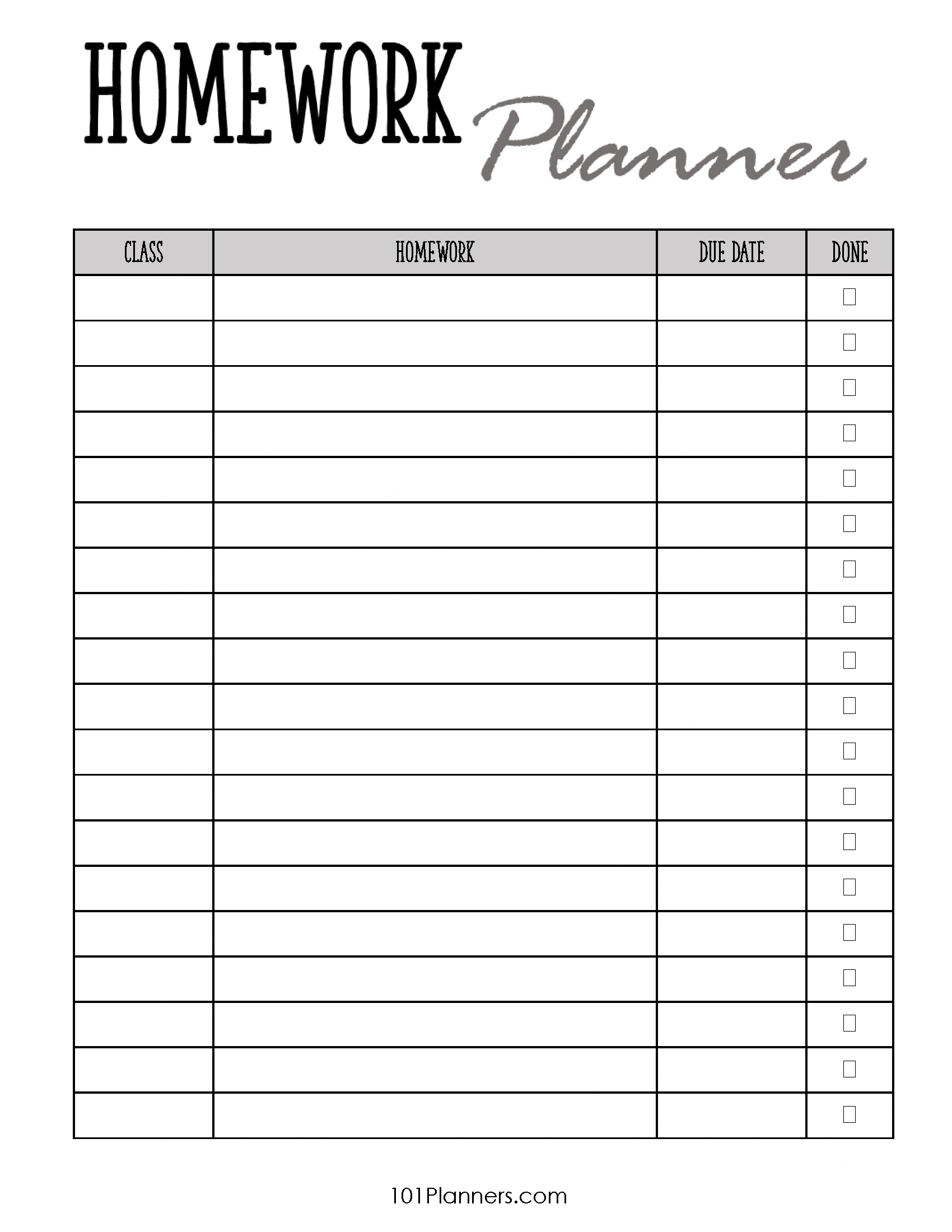 Free Printable Homework Planner Template | Pdf, Word, Excel Or Jpg within Free Printable Homework