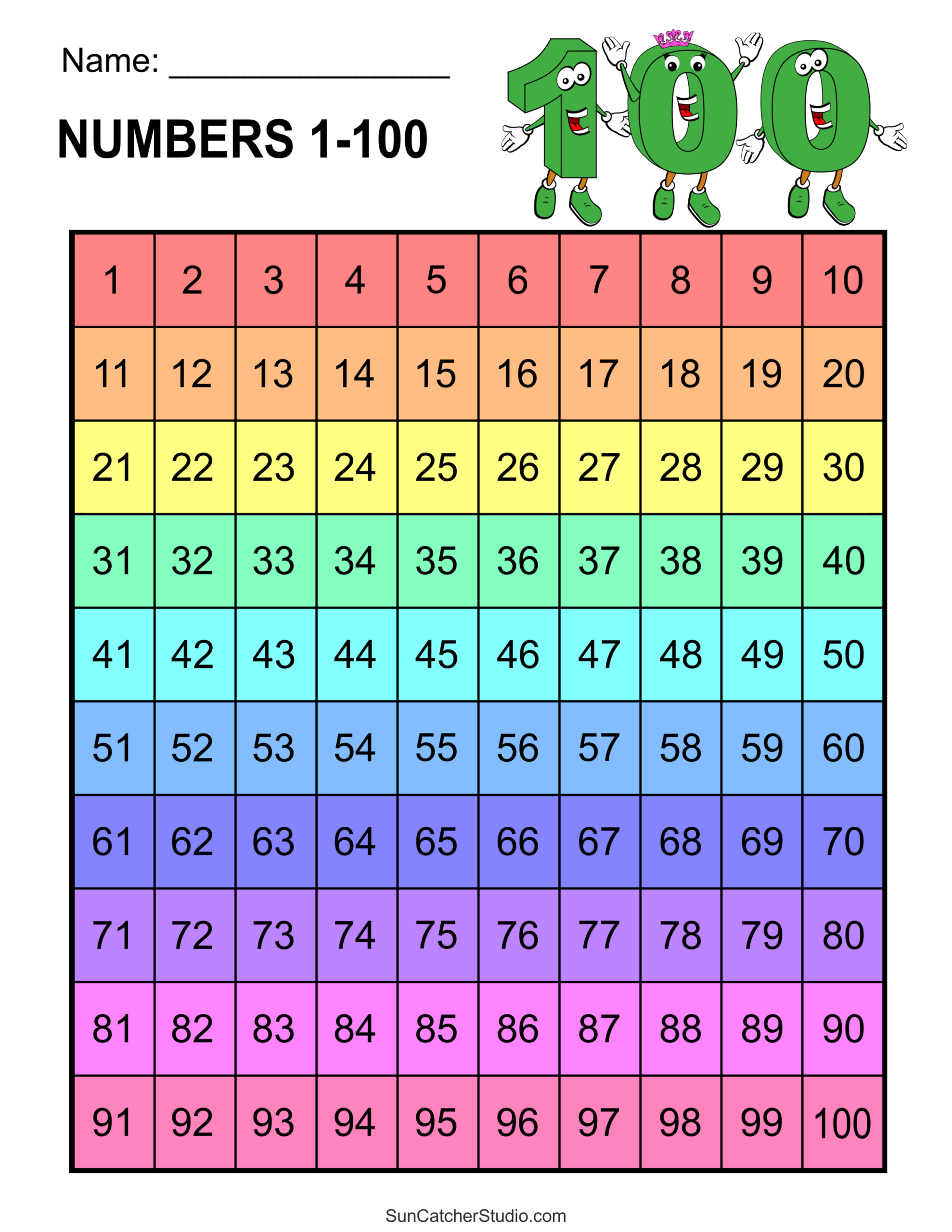 Free Printable Hundreds Charts (Numbers 1 To 100) – Free in Free Printable 100 Chart