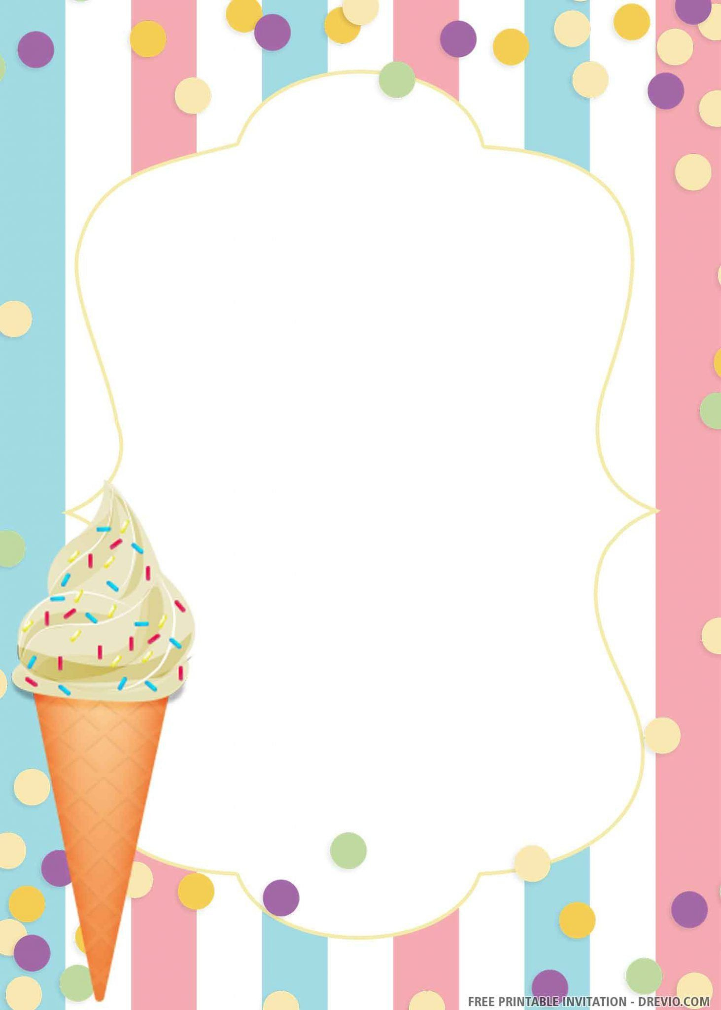 Free Printable) – Ice Cream Birthday Invitation Templates throughout Ice Cream Party Invitations Printable Free