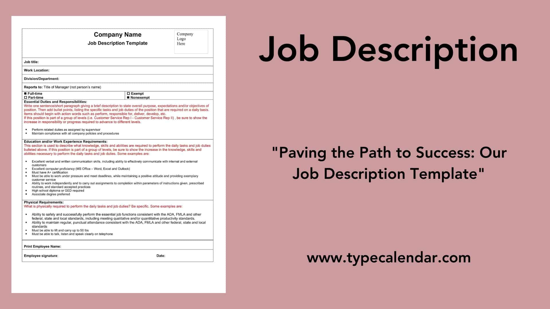 Free Printable Job Description Templates [Word, Pdf] Examples for Free Printable Job Description Template