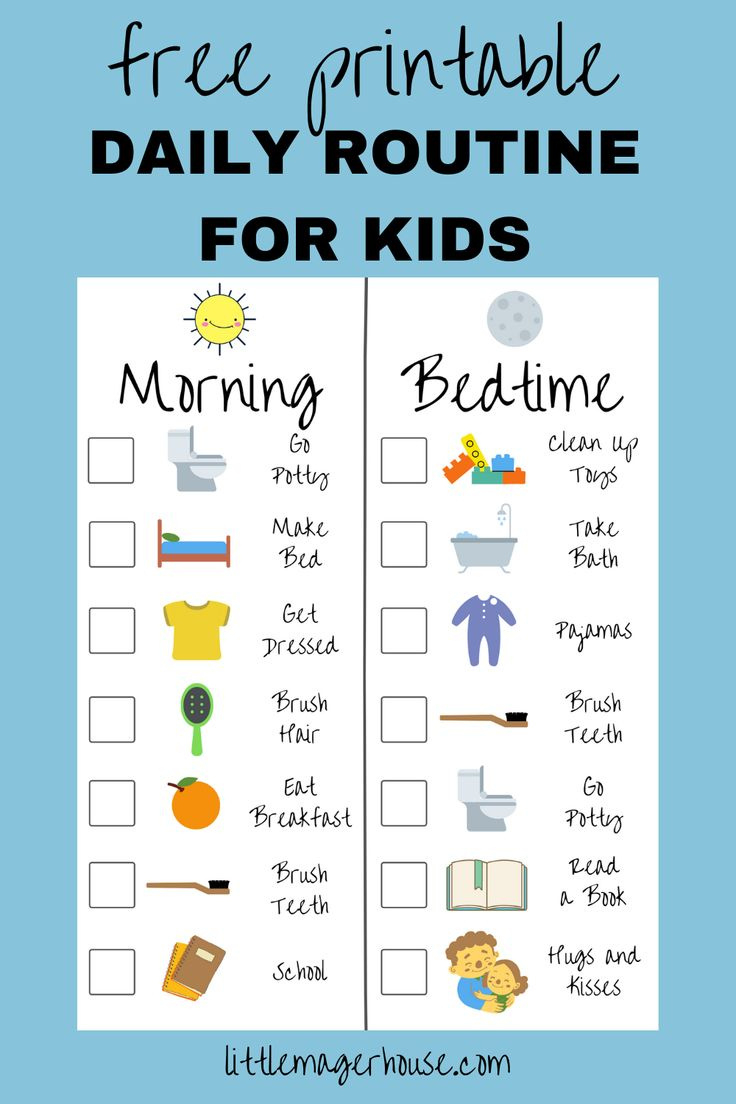 Free Printable Kids Daily Routine Checklist regarding Children&amp;amp;#039;s Routine Charts Free Printable