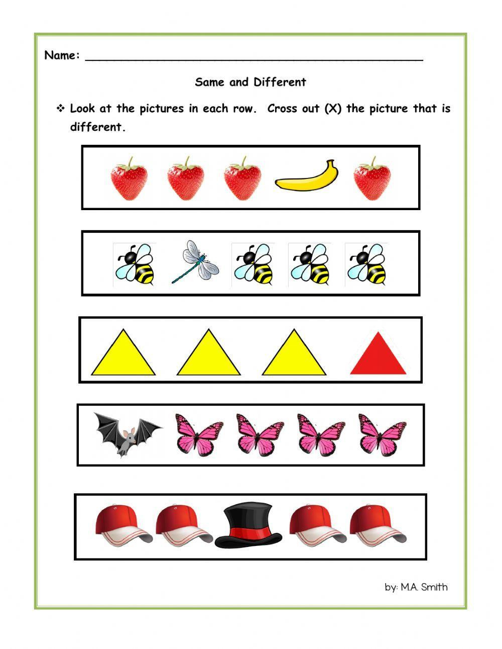 Free Printable Kindergarten Worksheets - Match Same Objects-5 intended for Free Printable Same And Different Worksheets