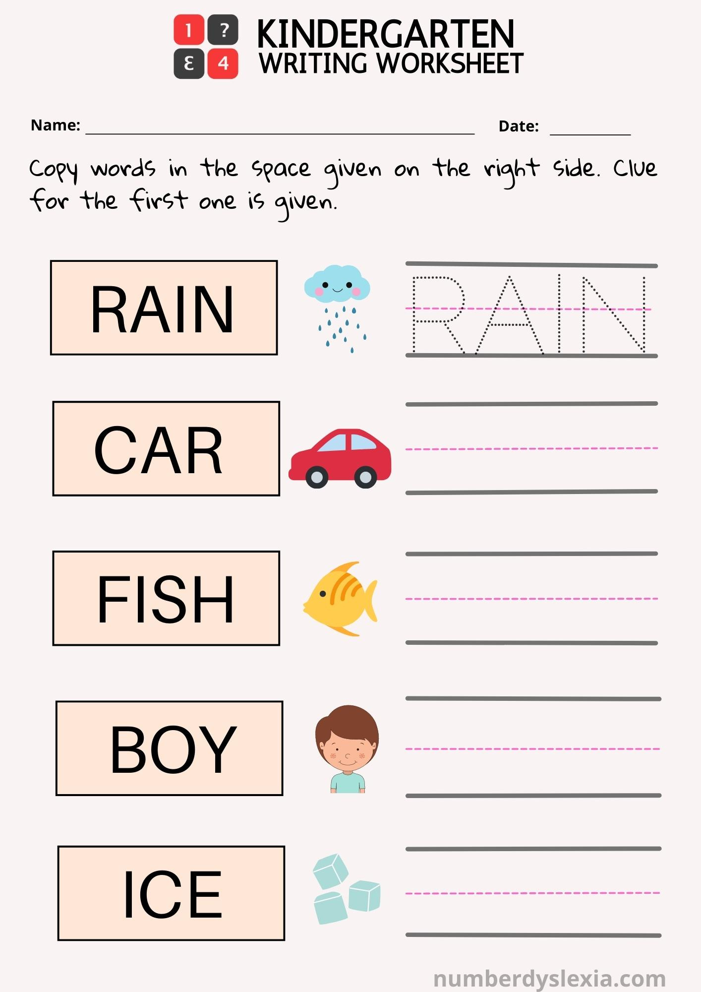 Free Printable Kindergarten Writing Worksheets [Pdf] - Number Dyslexia for Preschool Writing Worksheets Free Printable
