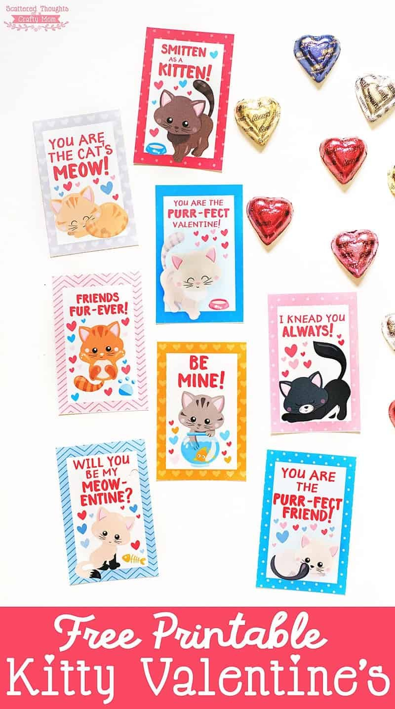 Free Printable Kitten Valentines - Scattered Thoughts Of A Crafty throughout Free Printable Cat Valentine Cards