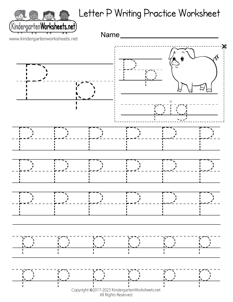 Free Printable Letter P Writing Practice Worksheet with regard to Free Printable Writing Worksheets