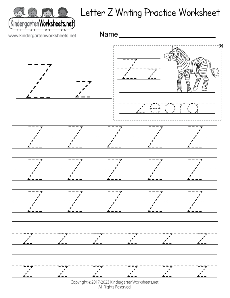 Free Printable Letter Z Writing Practice Worksheet inside Letter Z Worksheets Free Printable