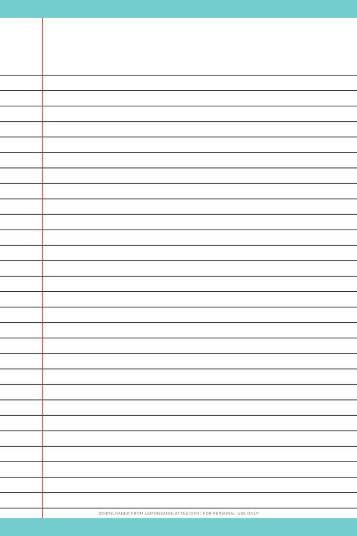 Free Printable Lined Notebook Paper with regard to Free Printable Notebook Paper