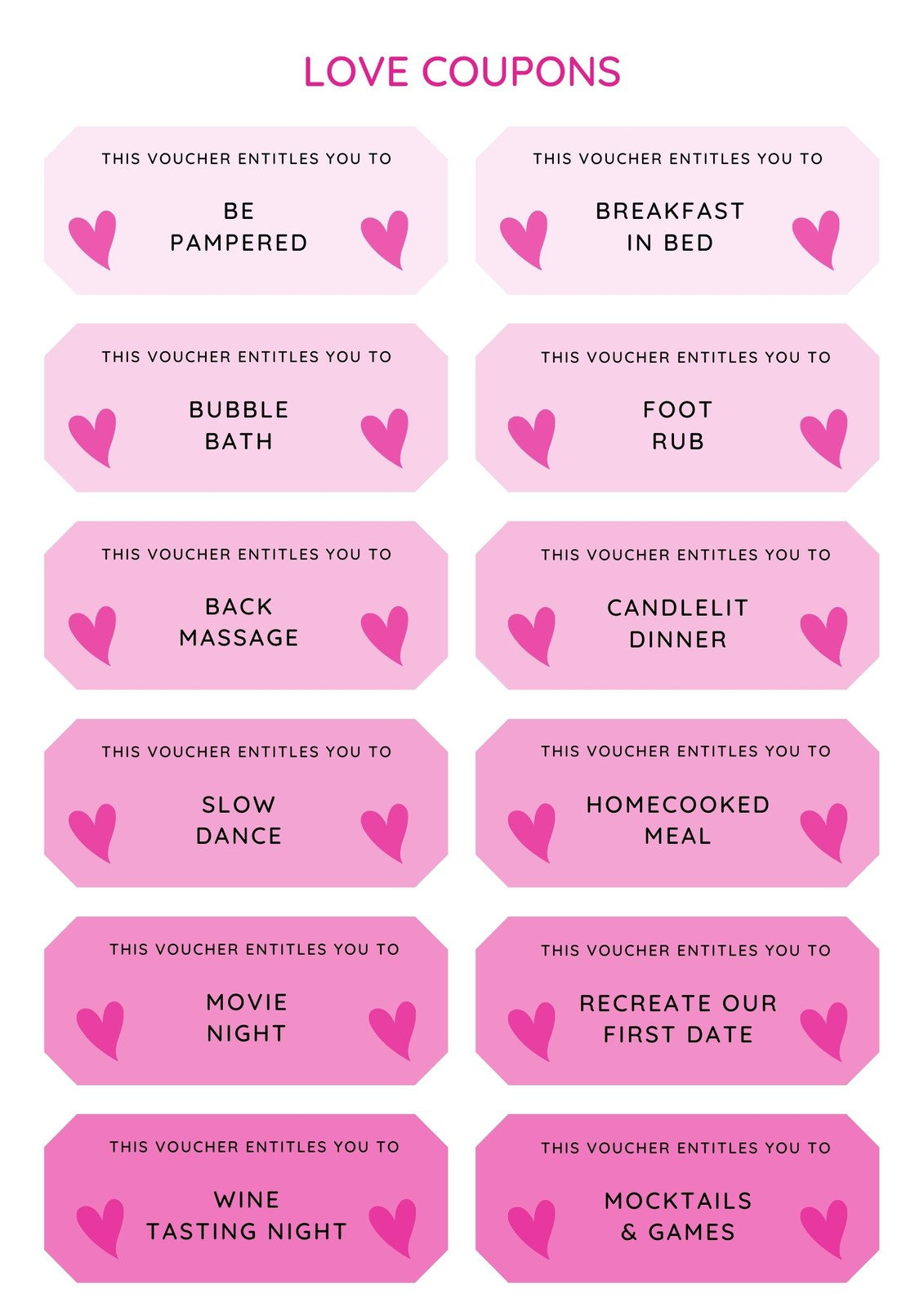 Free Printable Love Coupon Templates | Canva intended for Free Printable Love Coupons