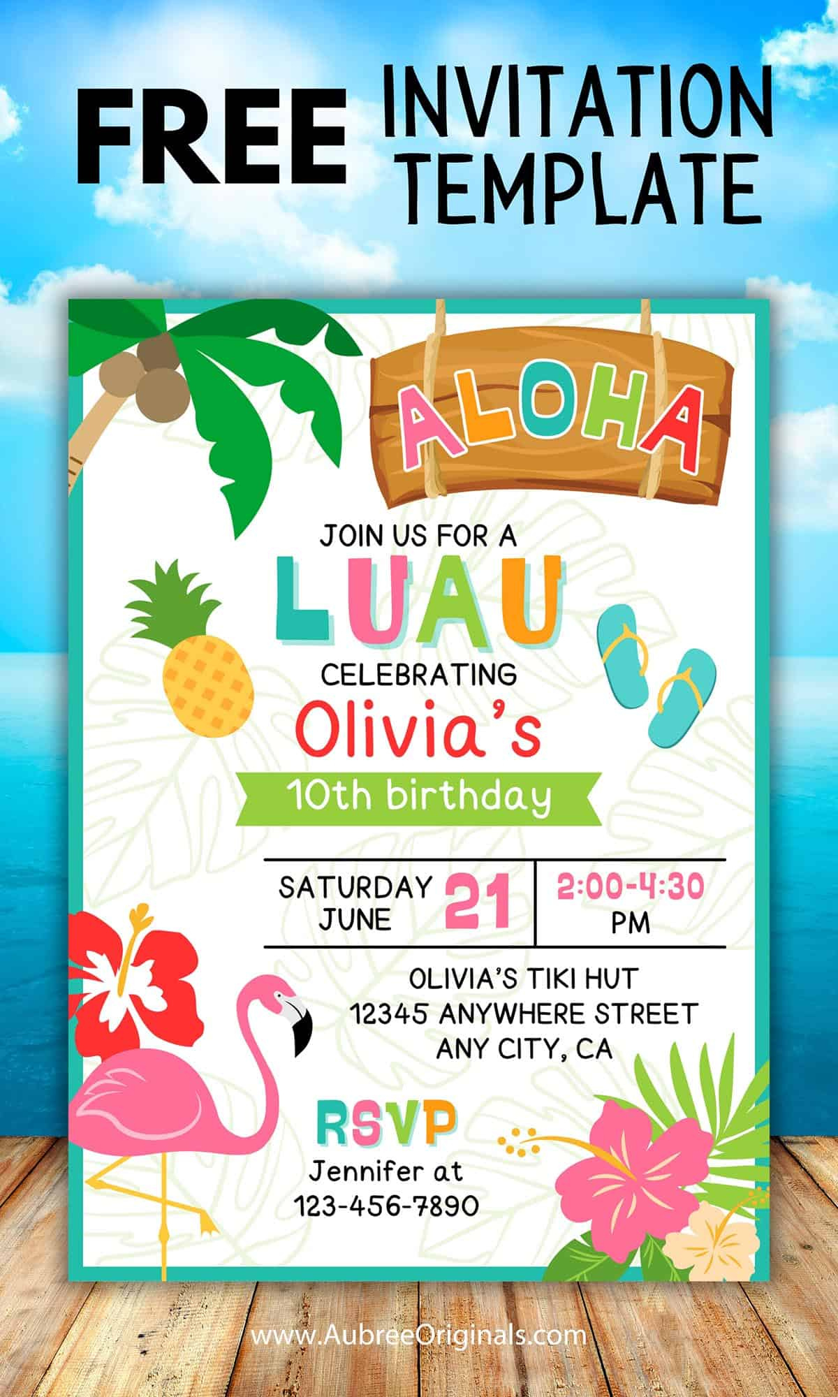 Free Printable Luau Birthday Party Invitation - Editable! - Aubree intended for Free Printable Invitations