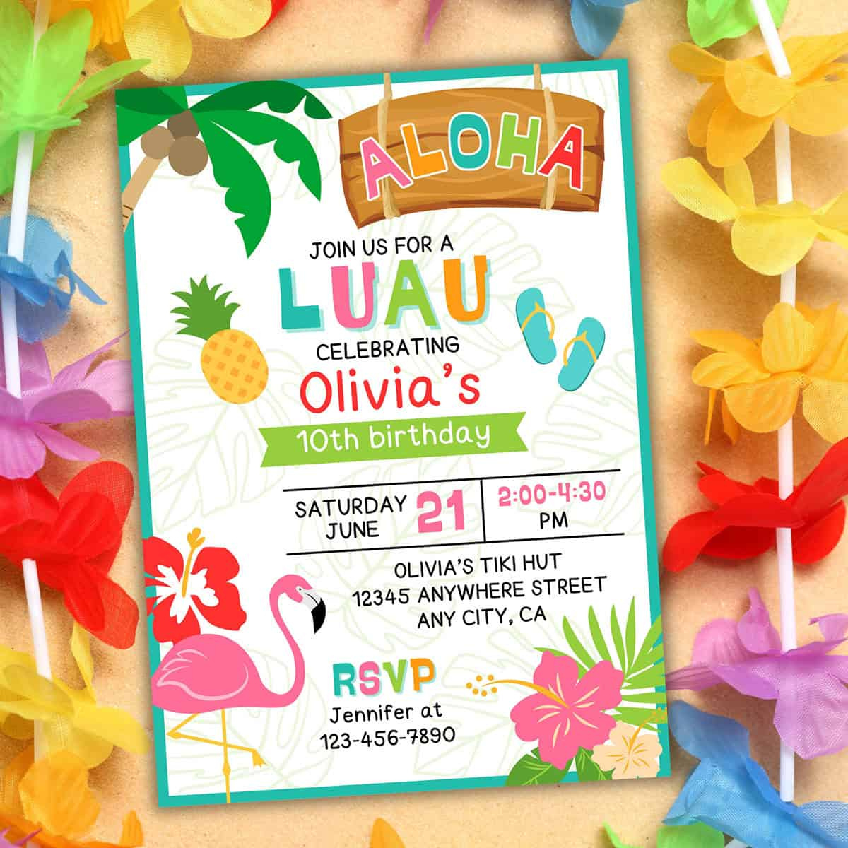 Free Printable Luau Birthday Party Invitation - Editable! - Aubree intended for Hawaiian Party Invitations Free Printable