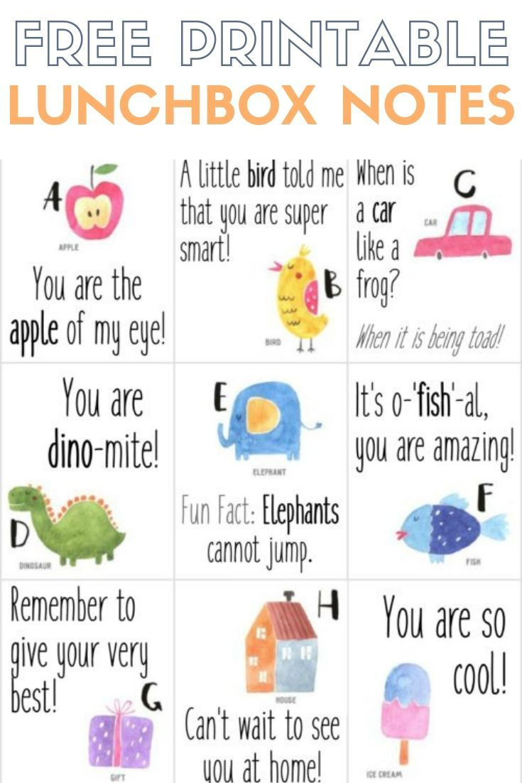 Free Printable Lunchbox Notes For Children - The Crafty Blog Stalker in Free Printable Lunchbox Notes