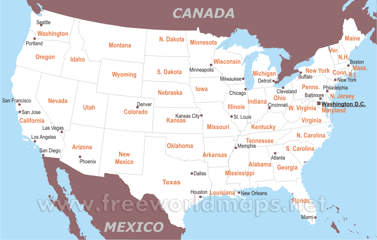 Free Printable Maps Of The United States intended for Free Printable Labeled Map Of The United States