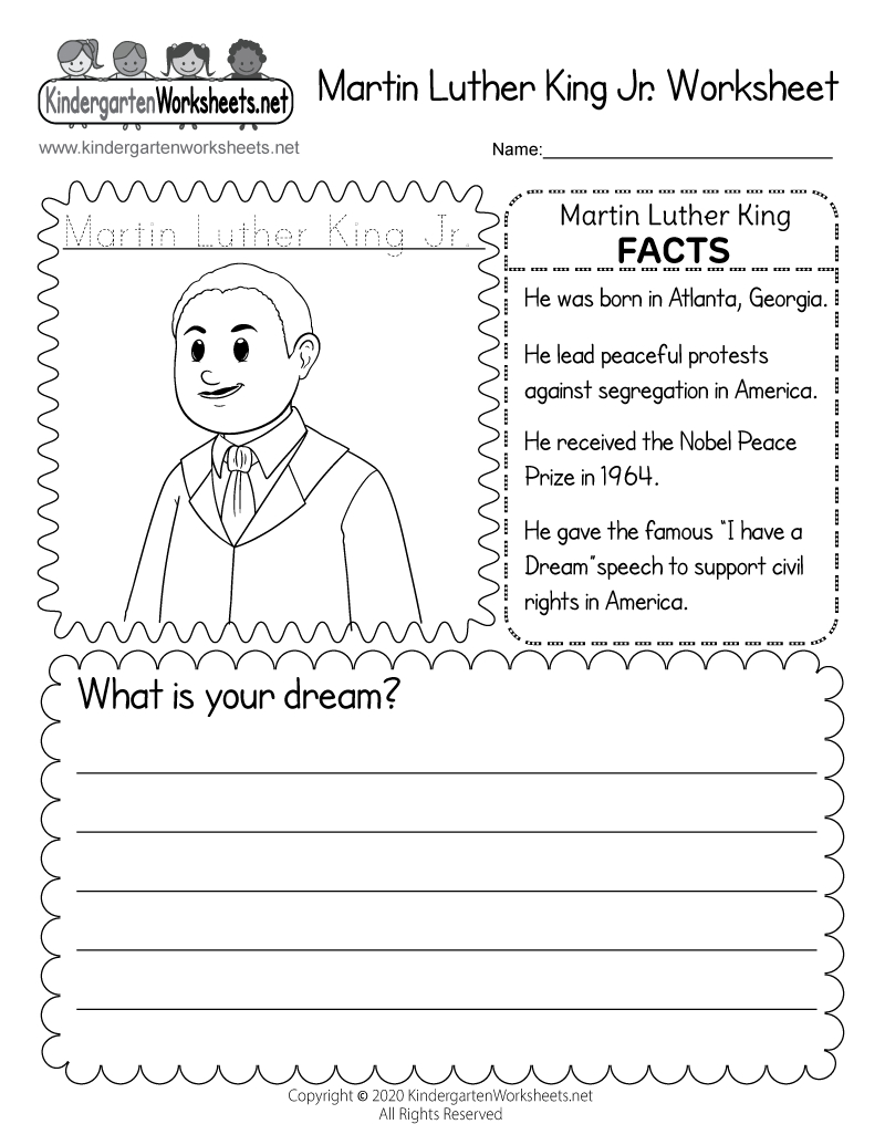 Free Printable Martin Luther King Jr. Worksheet regarding Free Printable Martin Luther King Jr Worksheets