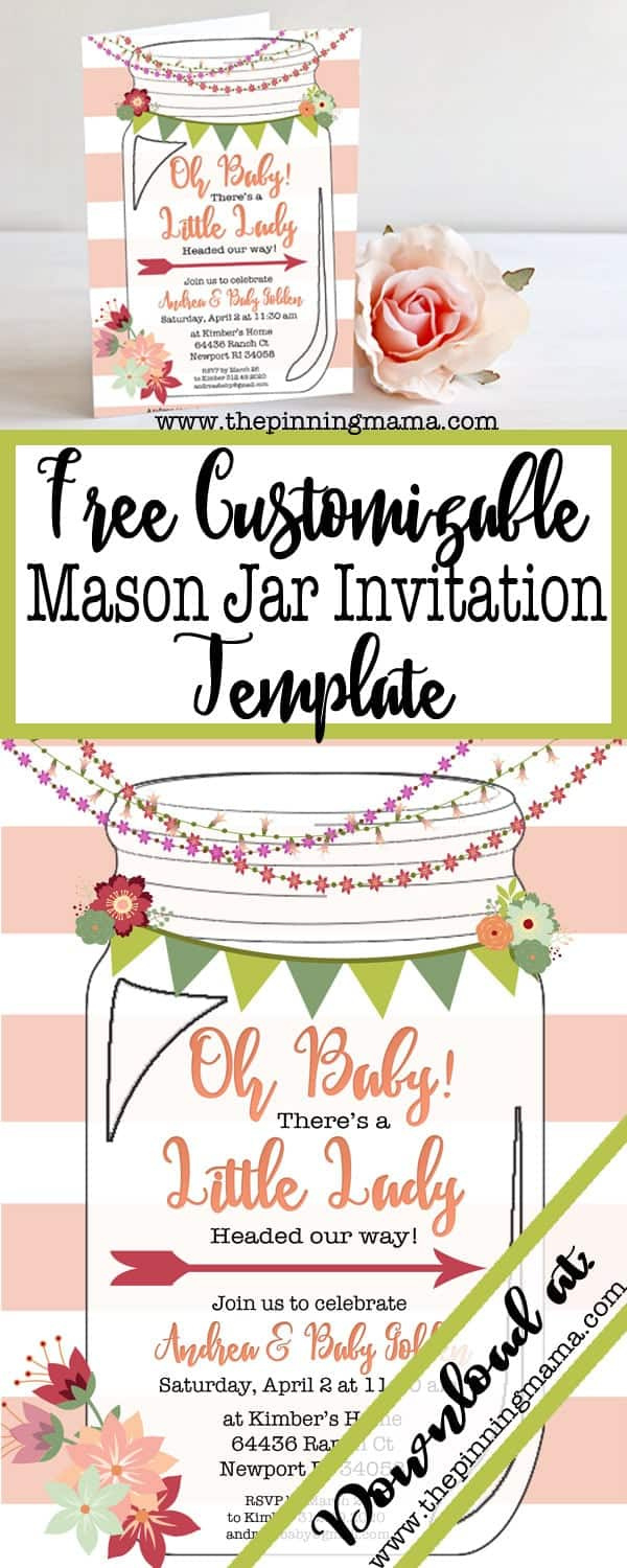 Free Printable Mason Jar Invitation • The Pinning Mama inside Free Mason Jar Wedding Invitation Printable Templates