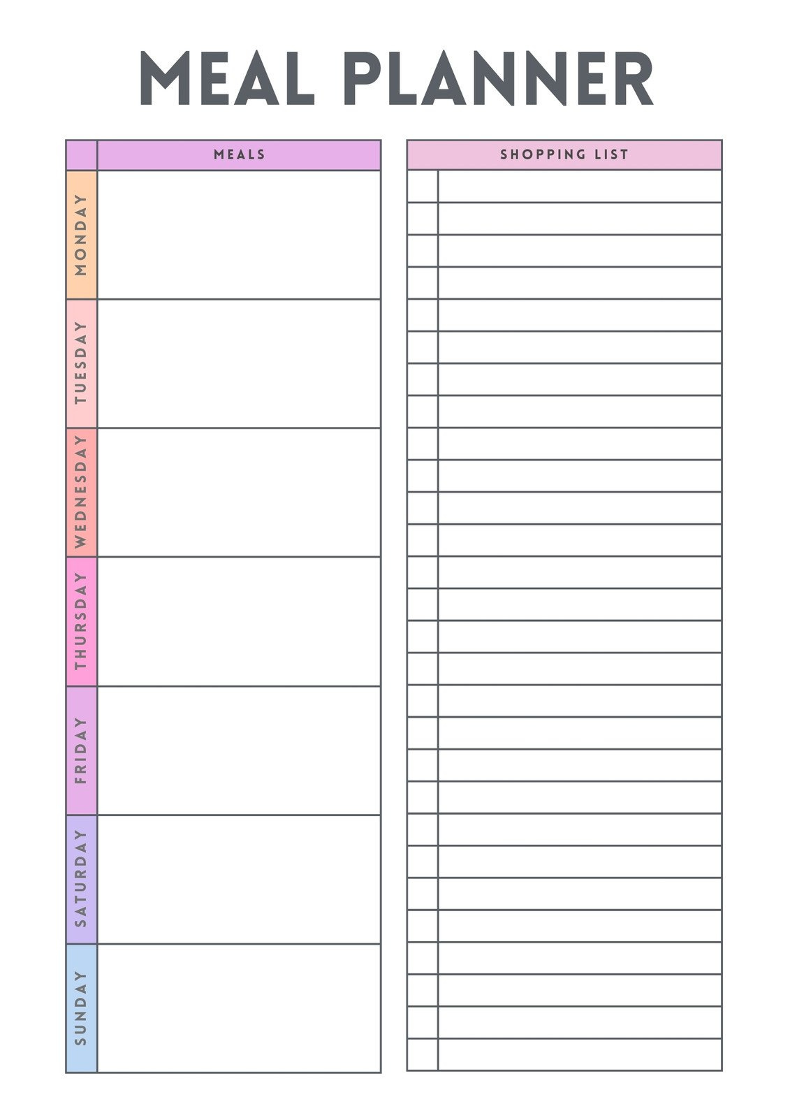 Free Printable Meal Planner Templates To Edit Online | Canva within Weekly Menu Free Printable