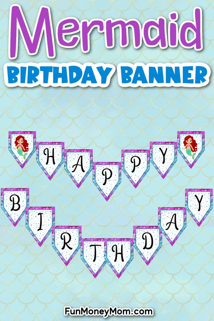 Free Printable Mermaid Birthday Banner throughout Free Printable Little Mermaid Birthday Banner