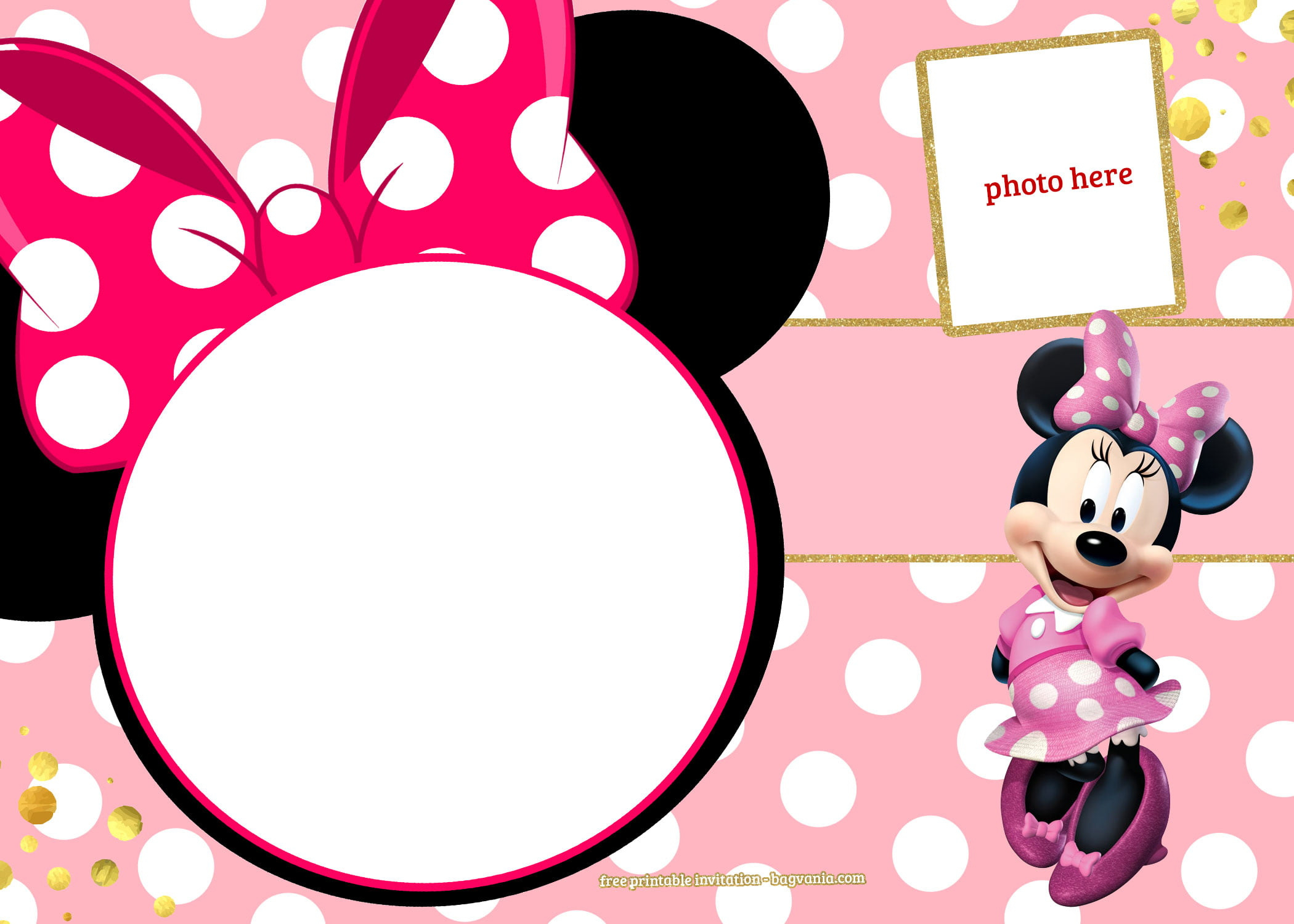 Free Printable Minnie Mouse Pinky Birthday Invitation Template inside Free Printable Minnie Mouse Invitations