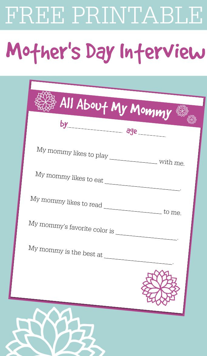 Free Printable Mother'S Day Interview For Kids with Free Printable Mother'S Day Questionnaire