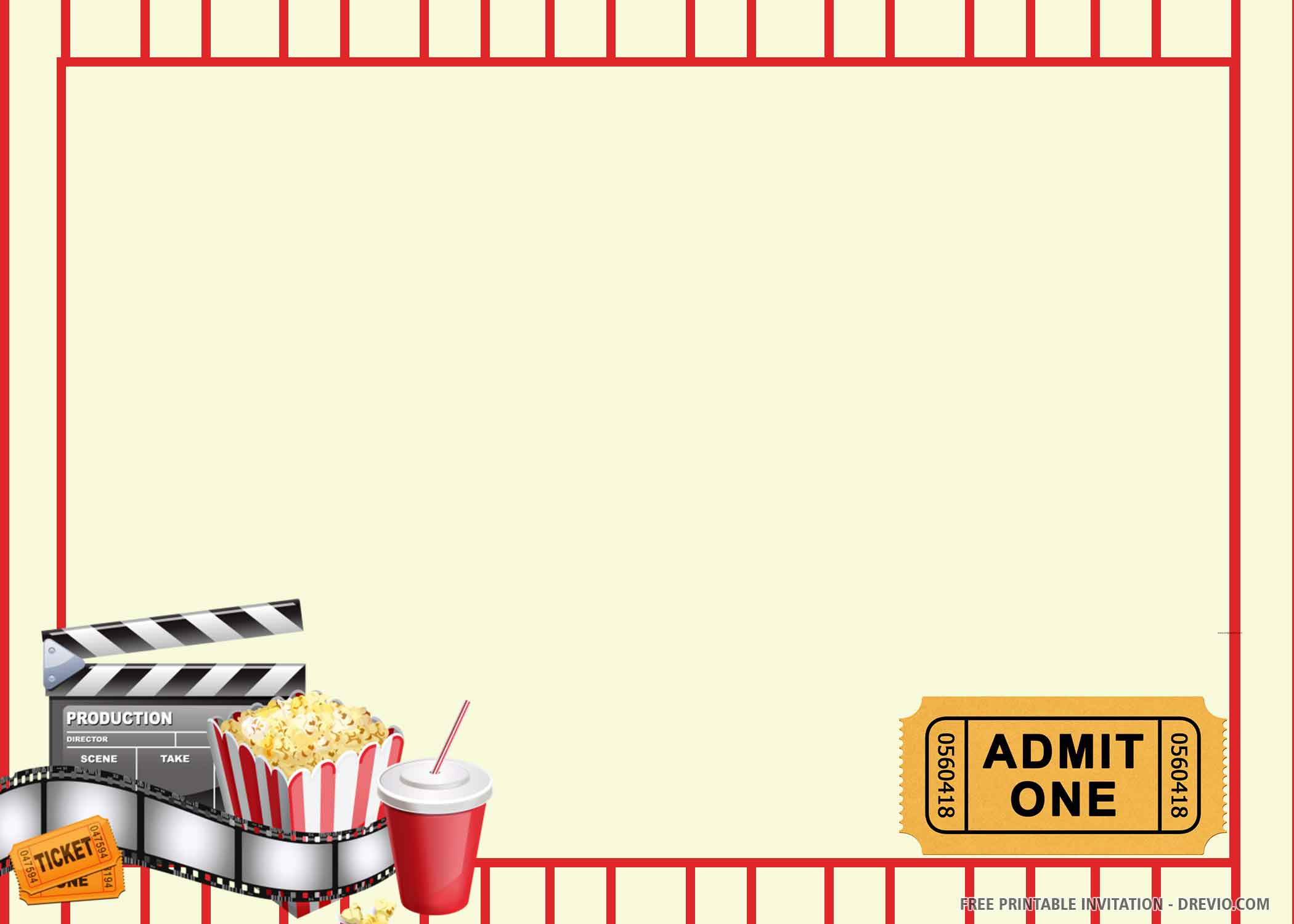 Free Printable) – Movie Ticket Birthday Invitation Template inside Movie Night Birthday Invitations Free Printable