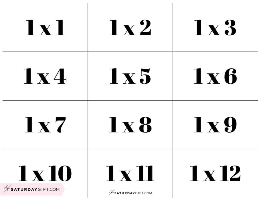 Free Printable Multiplication Flash Cards | Saturdaygift inside Free Printable Multiplication Flash Cards 0 10