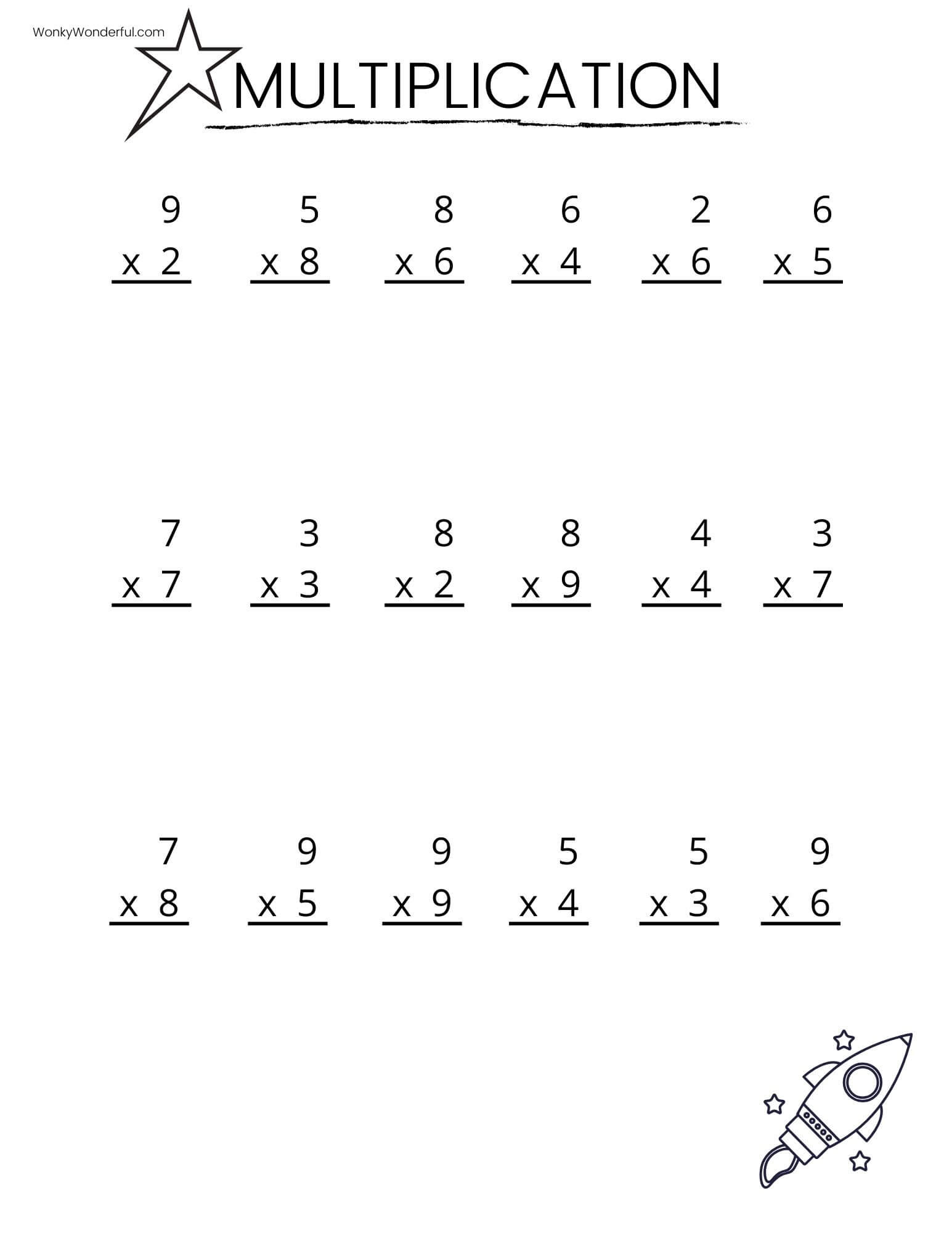 Free Printable Multiplication Worksheets + Wonkywonderful for Free Printable Multiplication Worksheets