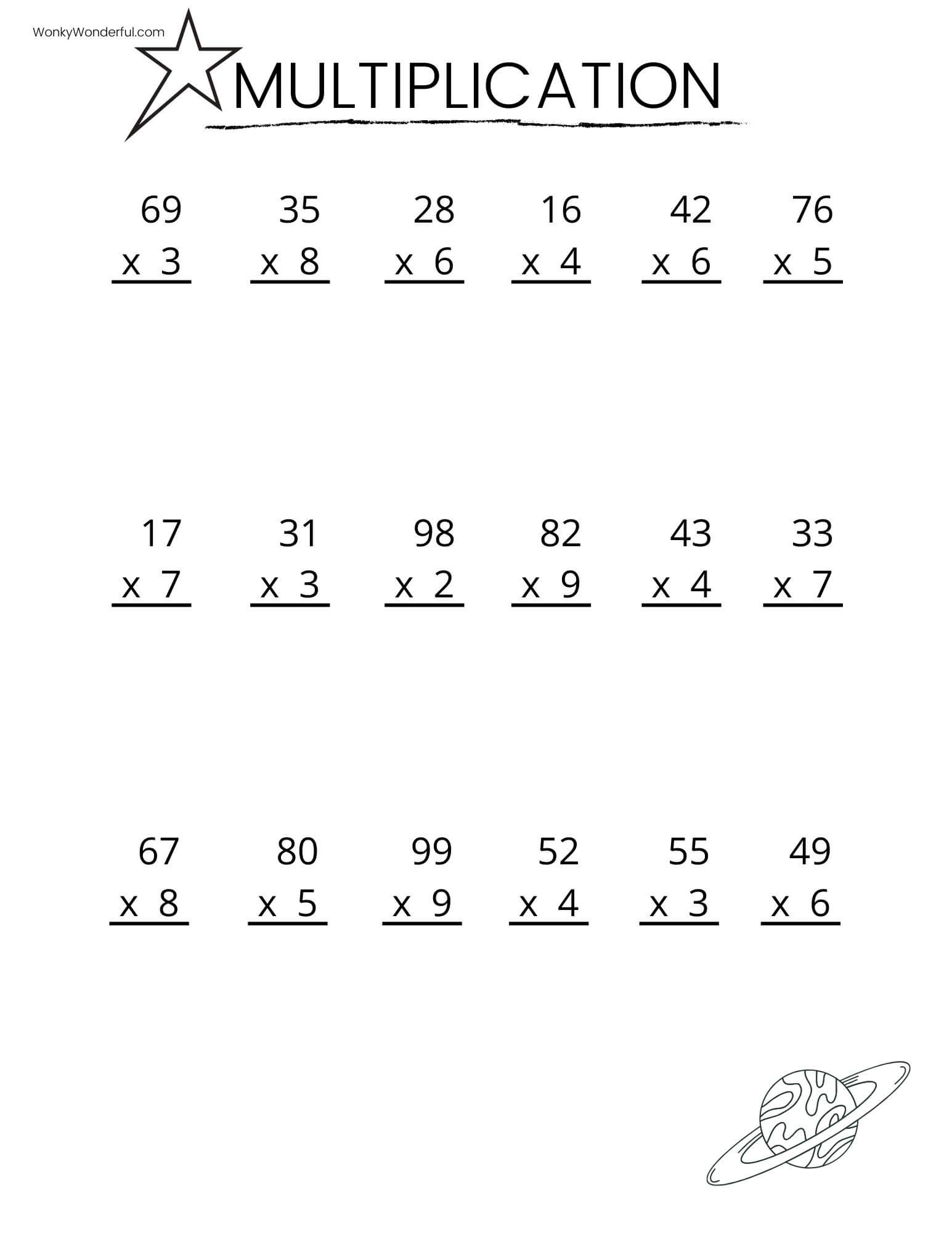 Free Printable Multiplication Worksheets + Wonkywonderful inside Free Printable Math Worksheets