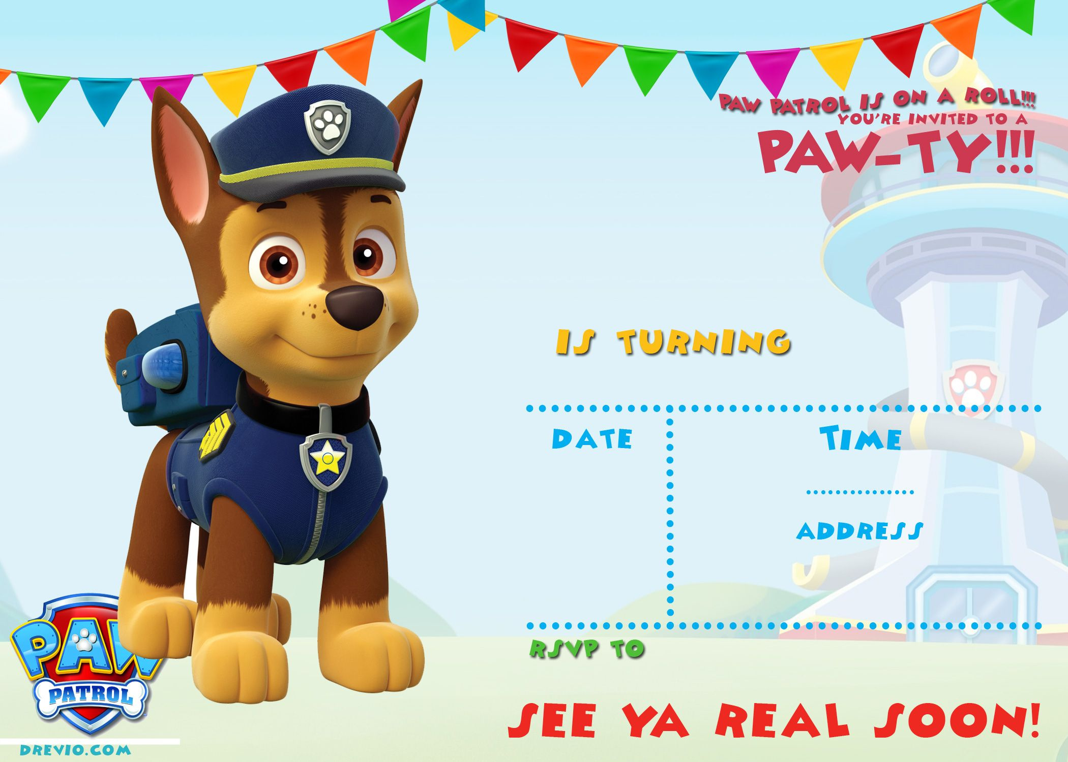 Free Printable Paw Patrol Invitation Template – All Characters throughout Free Printable Paw Patrol Invitations