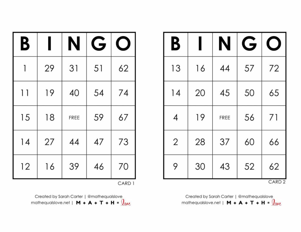 Free Printable Pdf Bingo Cards And Call Sheet (1-75) within Free Printable Bingo Cards 1 75