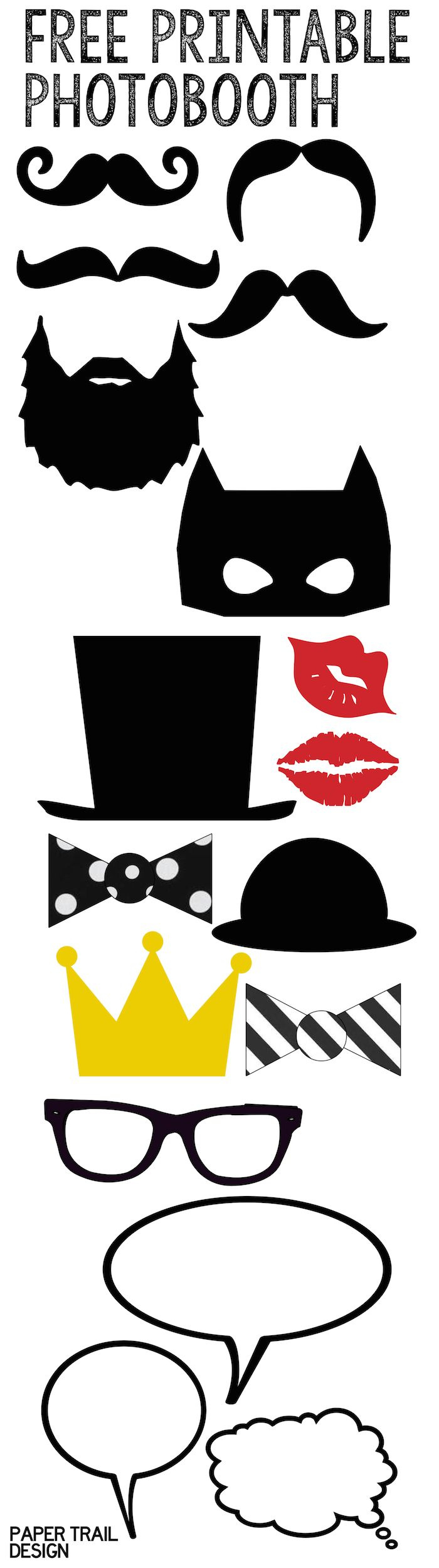 Free Printable Photo Booth Props - Paper Trail Design in Free Printable Photo Booth Props Template